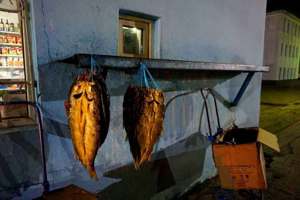 Getrockneter Fisch am Bahnhofskiosk