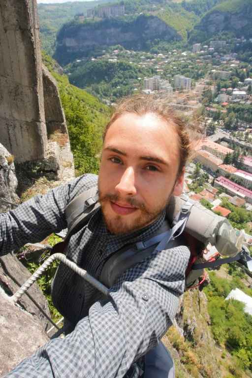 Klettersteig nach unten Selfie