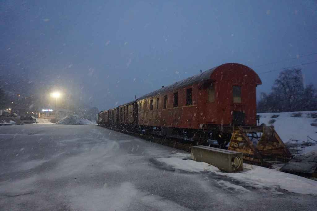 Schneeregen Am Güterbahnhof Narvik