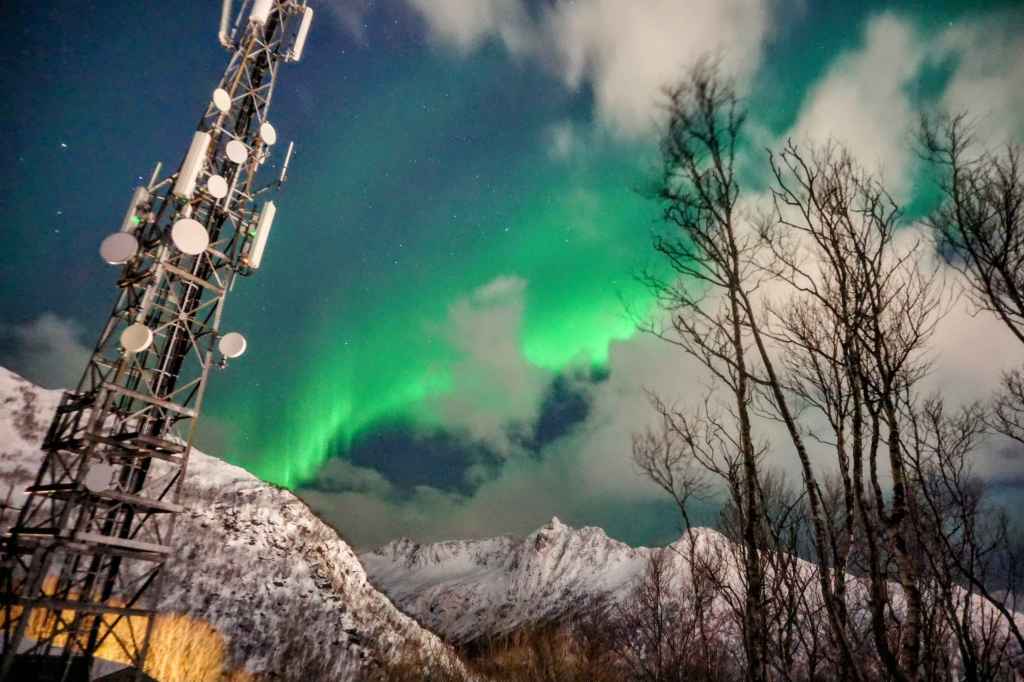 Polarlichter Funkmast Linken Fjelltur