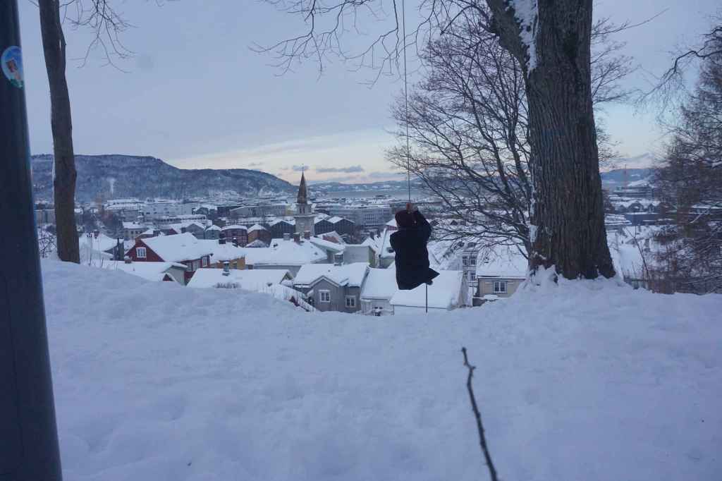 Schaukel Bei Aussichtspunkt Uber Der Stadt